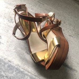 Michael Kors Gold Strappy Platform Sandal